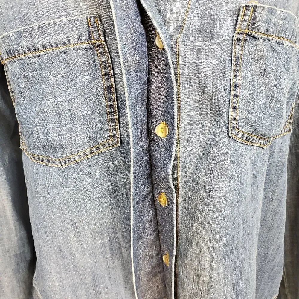 Cloth & stone blue chambray button up shirt - Picture 7 of 7